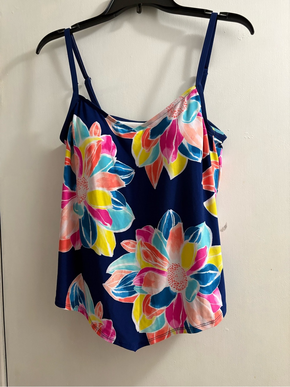 Navy Floral Spaghetti Strap Tank Top